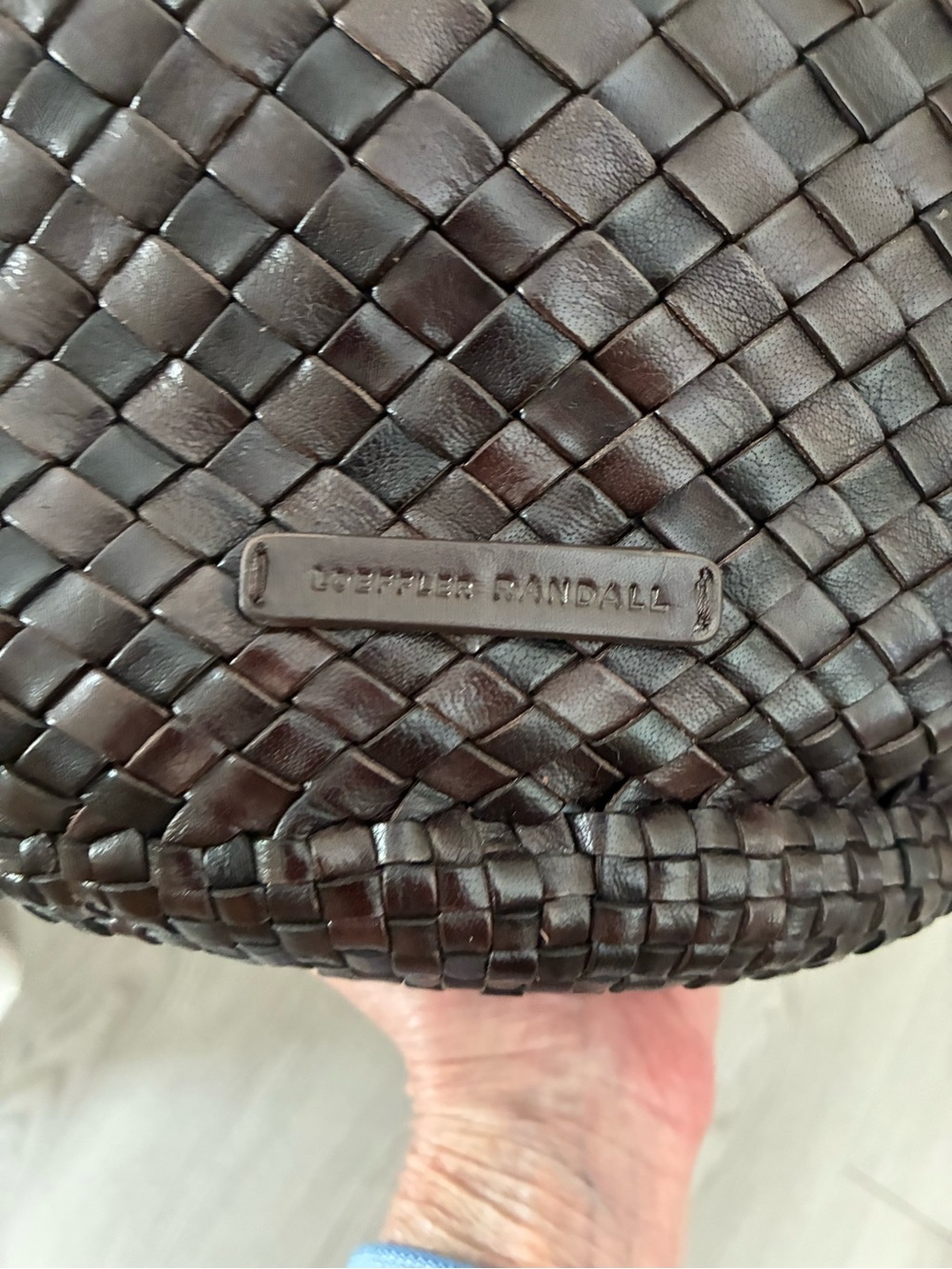 Loeffler Randall Dark Brown Woven Leather Tote Basket - Picture 6 of 10